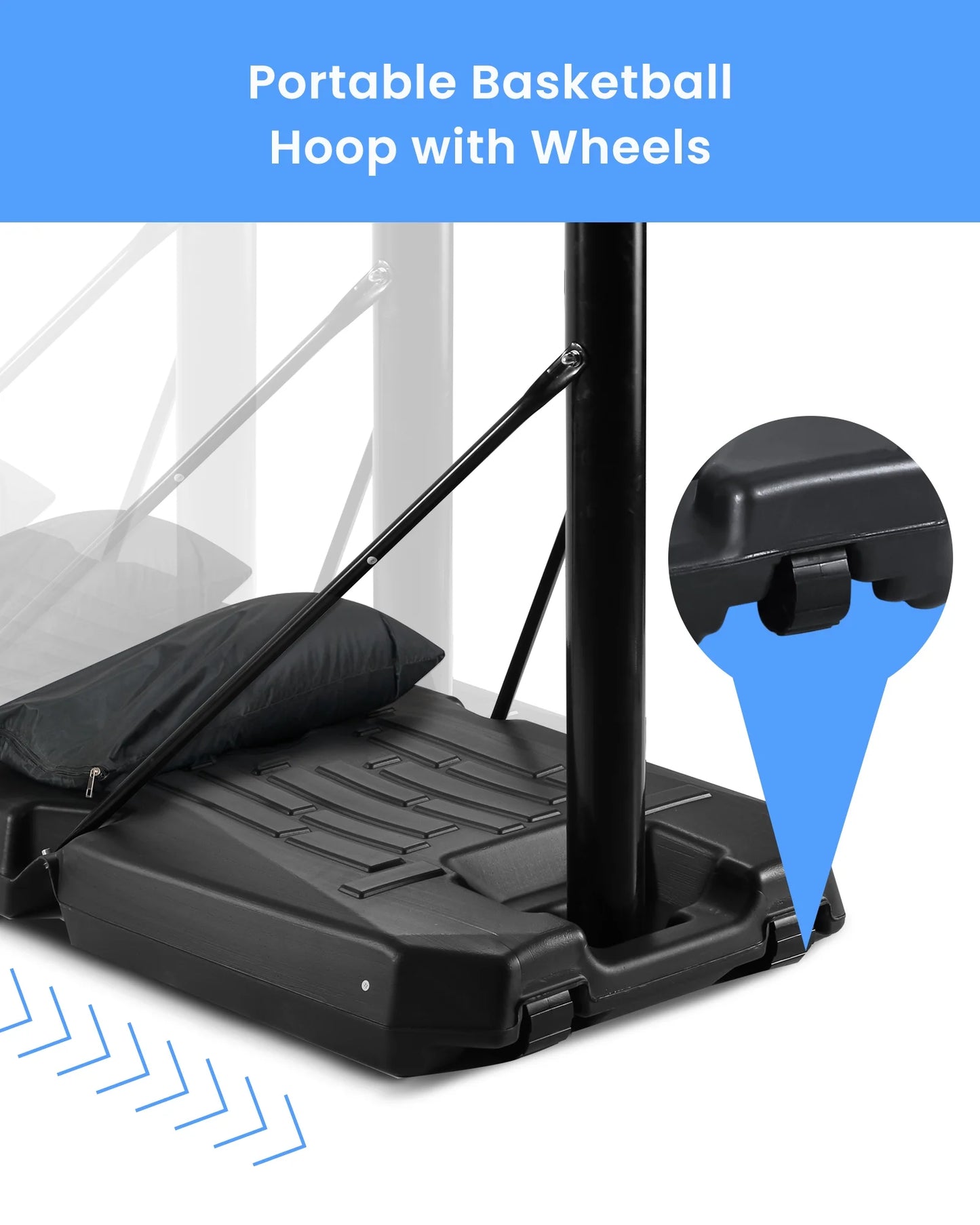 Portable Basketball Hoop Goal Basketball Hoop System Height Adjustable 7 Ft. 6 In..10 Ft. with 44 Inch Indoor Outdoor PVC Backboard Material