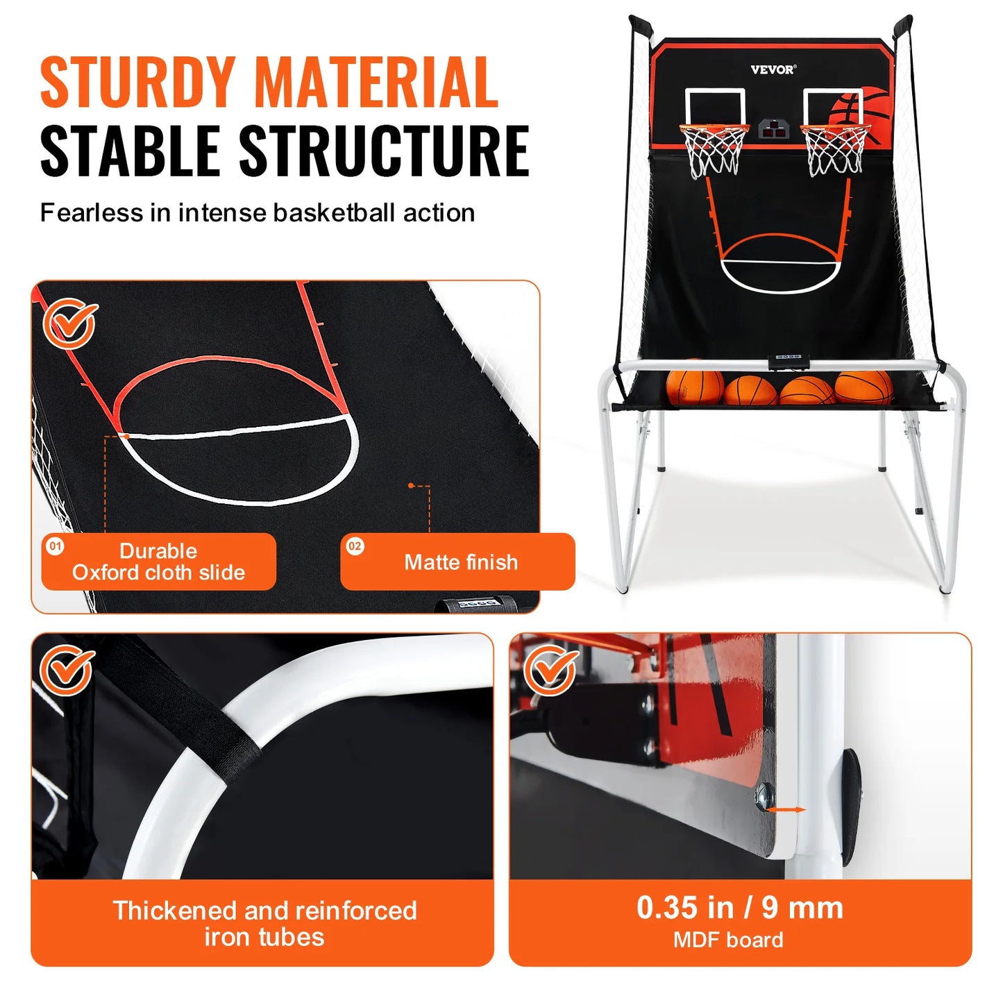 Succebuy Foldable Basketball Arcade Game 2 Player Indoor Basketball Game Home Dual Shot Sport 4 Balls 8 Game Modes for Kid Adult