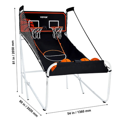 Succebuy Foldable Basketball Arcade Game 2 Player Indoor Basketball Game Home Dual Shot Sport 4 Balls 8 Game Modes for Kid Adult
