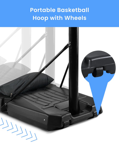 Portable Basketball Hoop Goal Basketball Hoop System Height Adjustable 7 Ft. 6 In..10 Ft. with 44 Inch Indoor Outdoor PVC Backboard Material