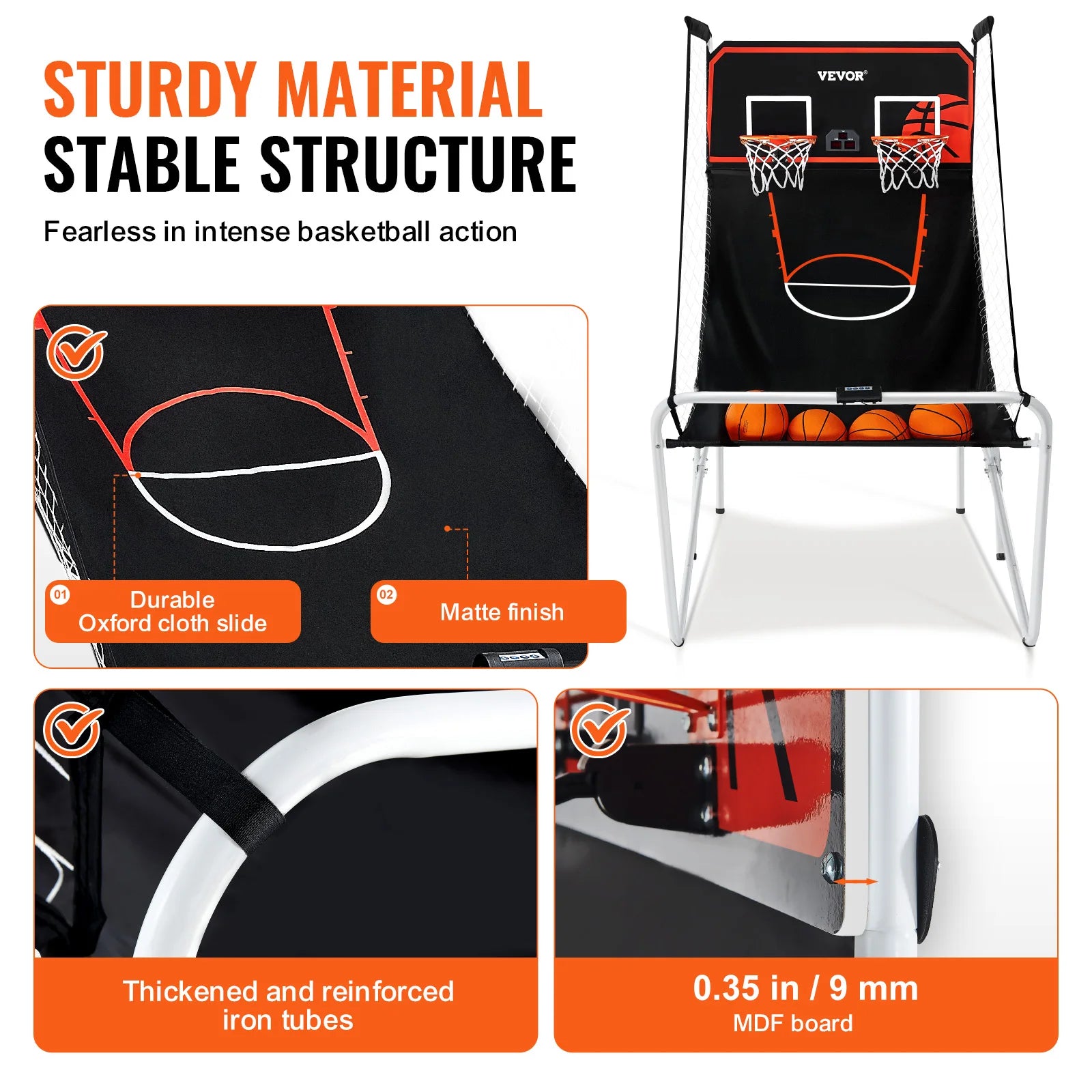 Succebuy Foldable Basketball Arcade Game 2 Player Indoor Basketball Game Home Dual Shot Sport 4 Balls 8 Game Modes for Kid Adult