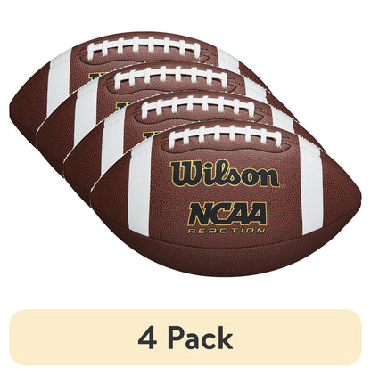 (4 Pack)  NCAA Reaction Composite Football, Official Size (Ages 14+), Brown