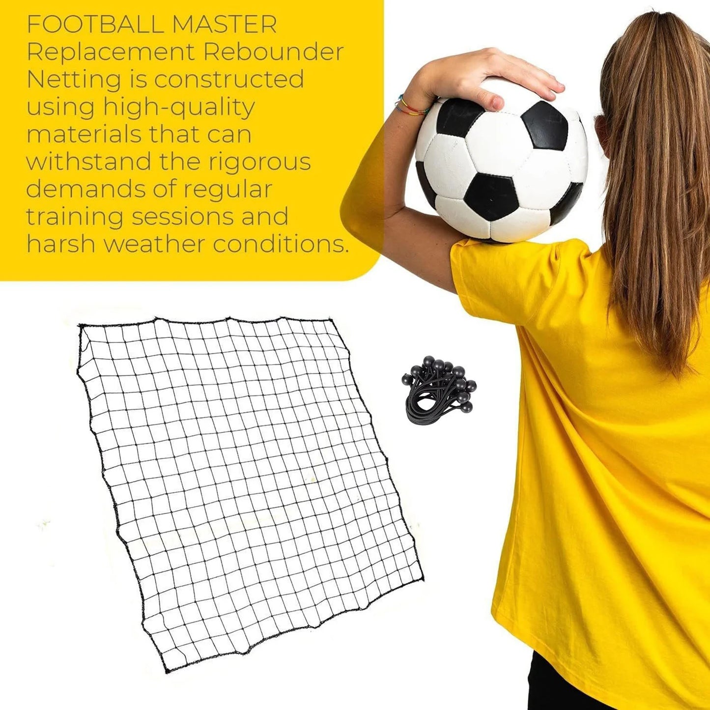 Soccer Rebounder Net with 20 Elastic Ropes Kickback Football Practice Net Target Goal Rebound Net Beginner Training Aid